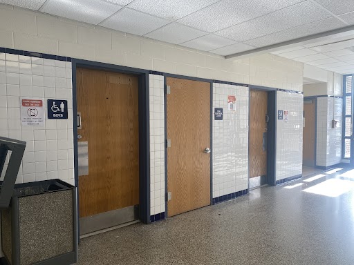 A photo of the cafeteria bathroom that were mentioned in the article. This was taken at the end of the day.